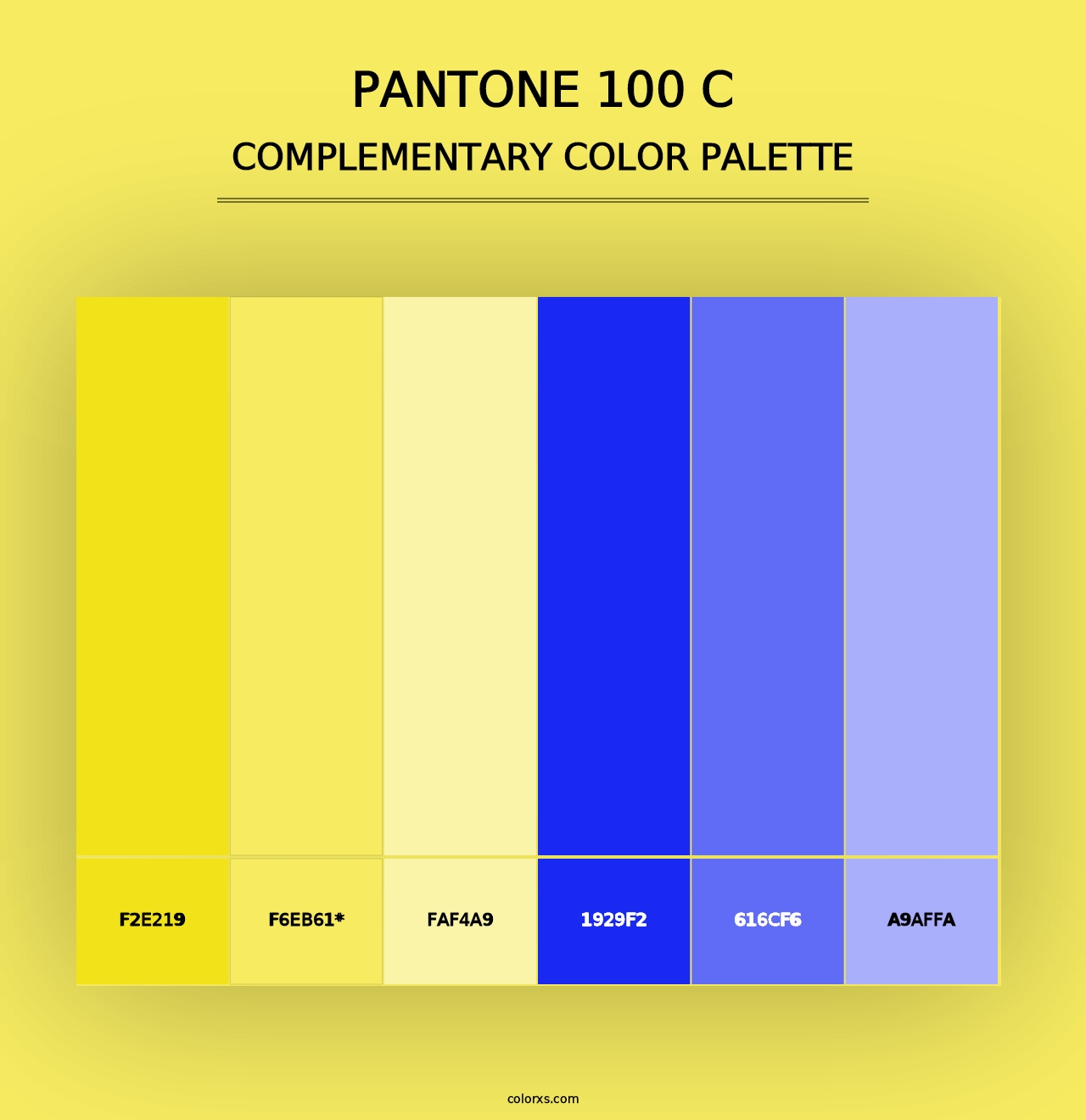 PANTONE 100 C - Complementary Color Palette