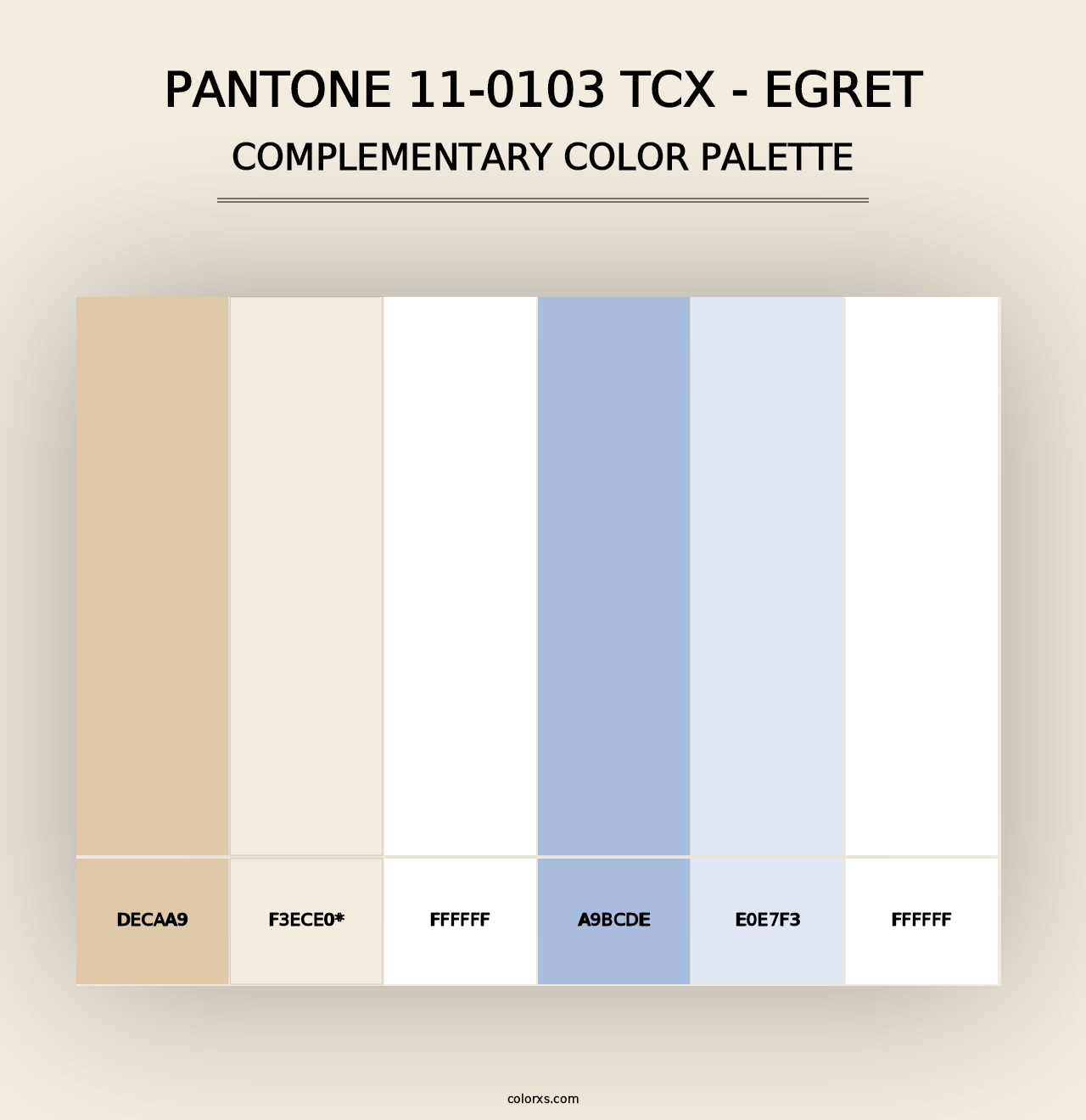 PANTONE 11-0103 TCX - Egret - Complementary Color Palette