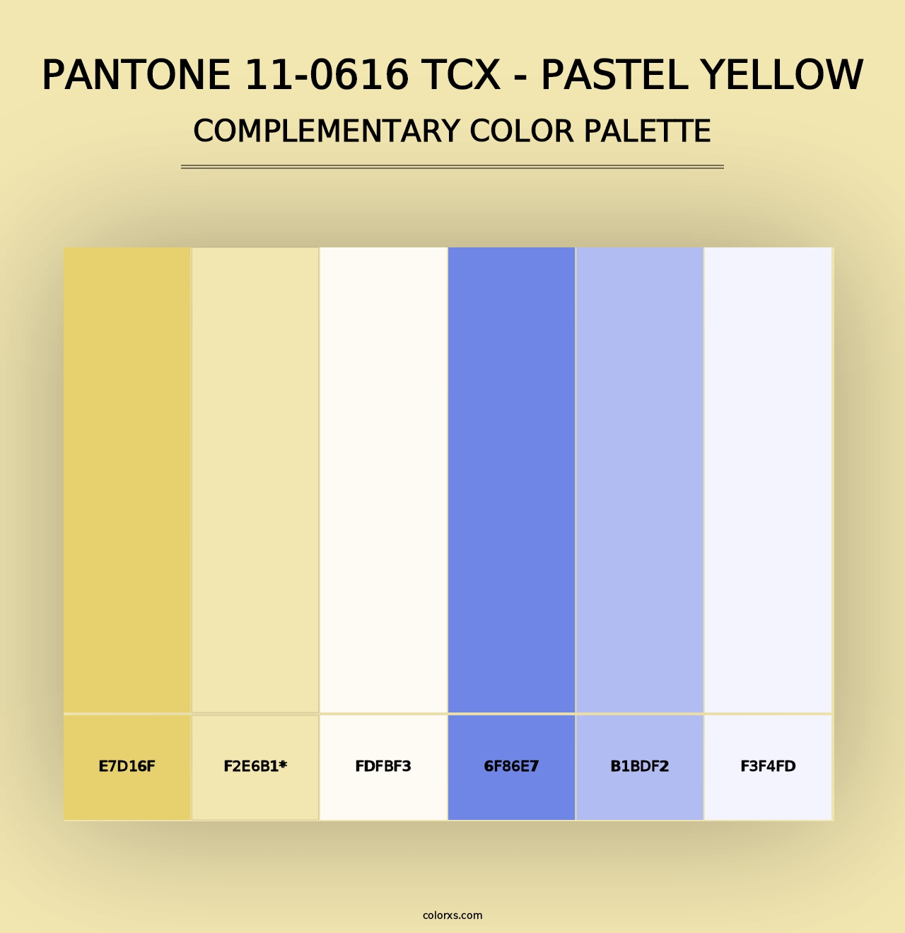 PANTONE 11-0616 TCX - Pastel Yellow - Complementary Color Palette