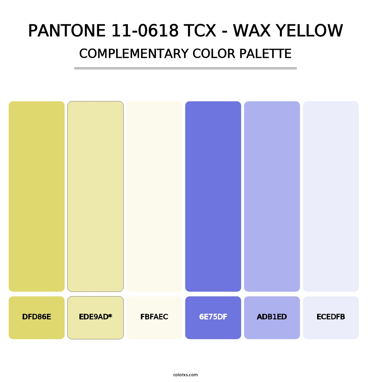 PANTONE 11-0618 TCX - Wax Yellow - Complementary Color Palette