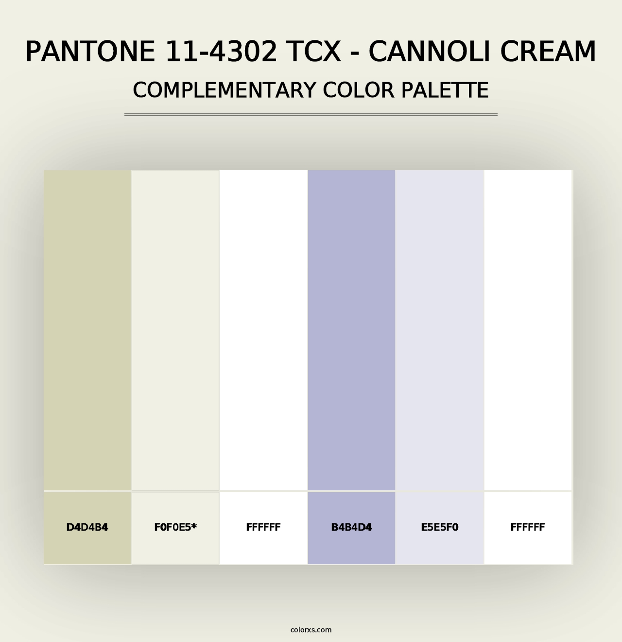 PANTONE 11-4302 TCX - Cannoli Cream - Complementary Color Palette