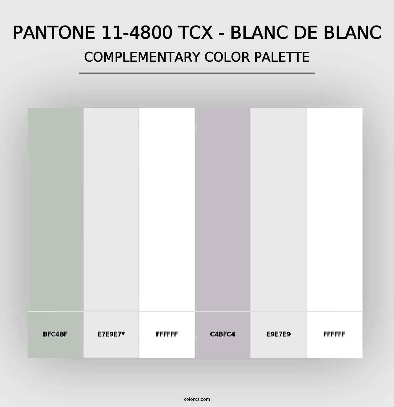 PANTONE 11-4800 TCX - Blanc de Blanc - Complementary Color Palette