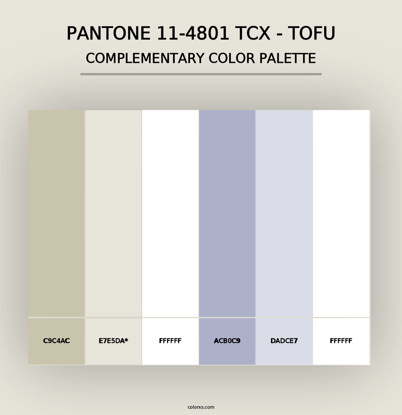 PANTONE 11-4801 TCX - Tofu - Complementary Color Palette