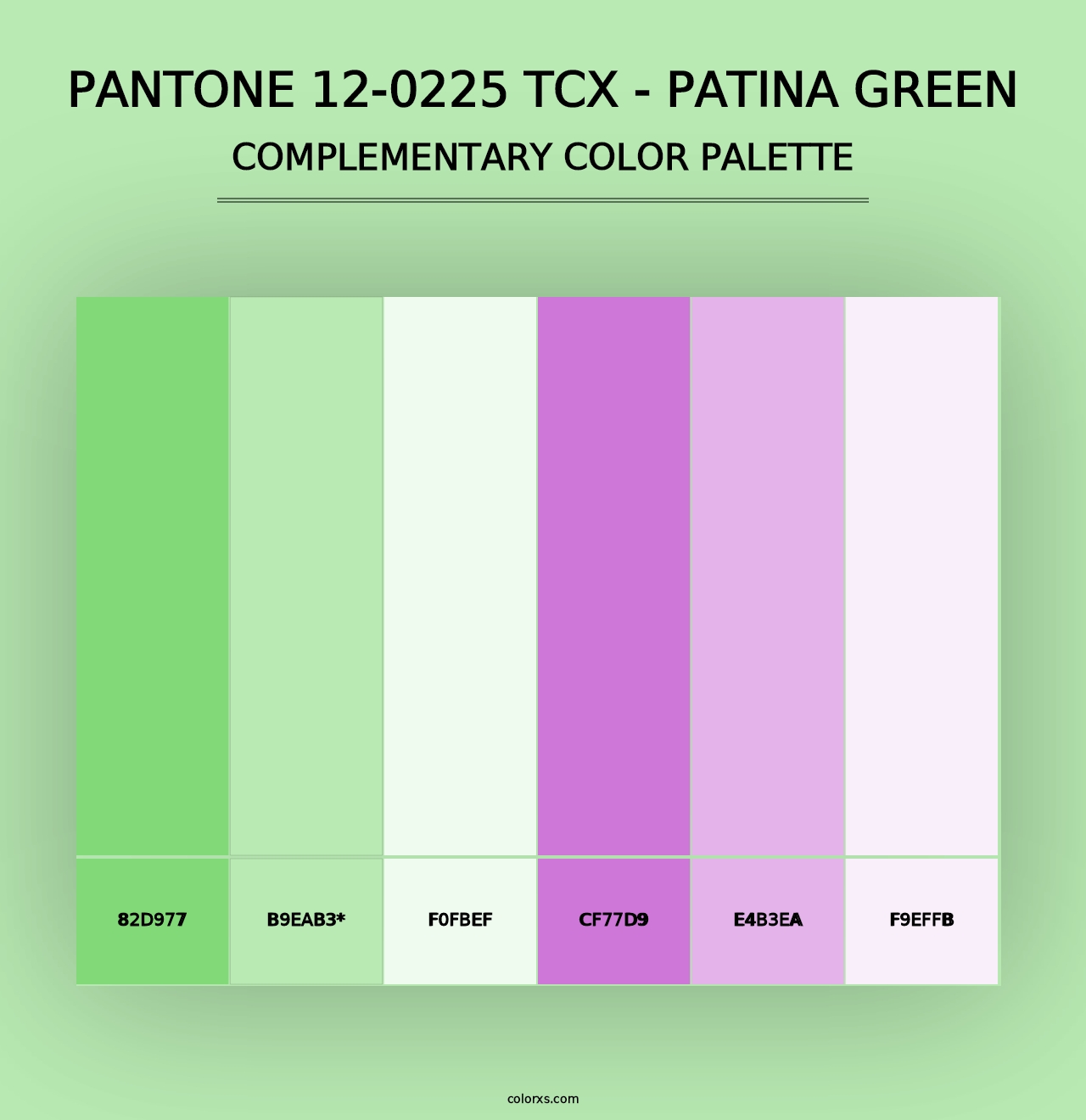 PANTONE 12-0225 TCX - Patina Green - Complementary Color Palette