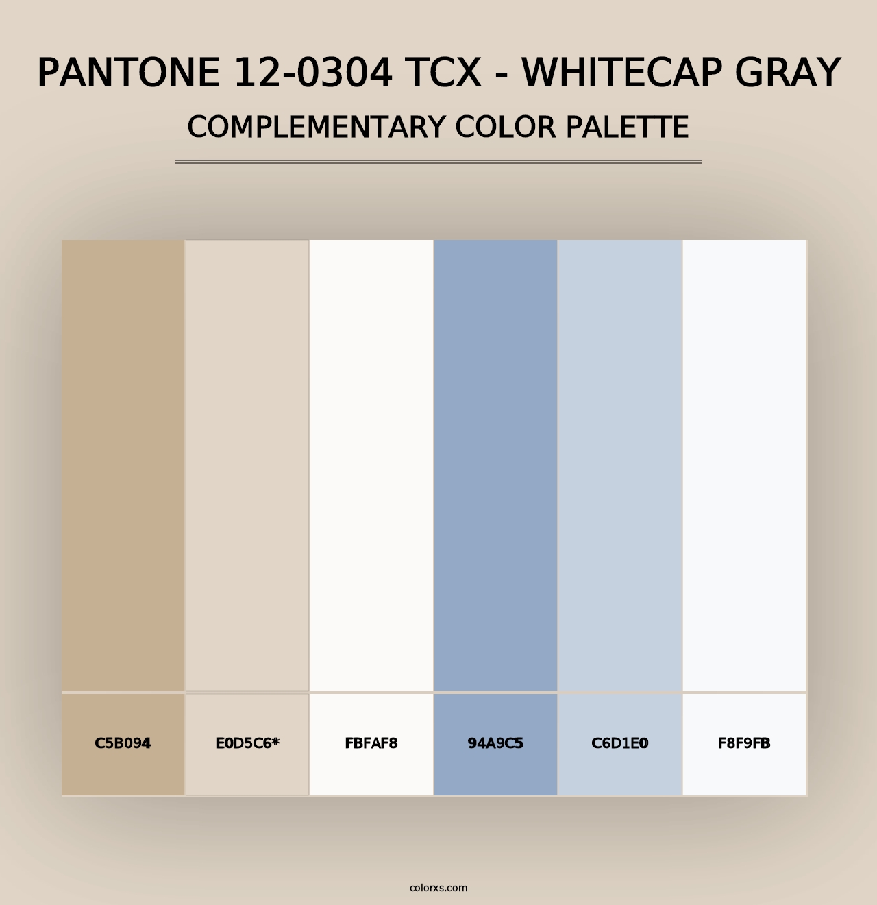 PANTONE 12-0304 TCX - Whitecap Gray - Complementary Color Palette