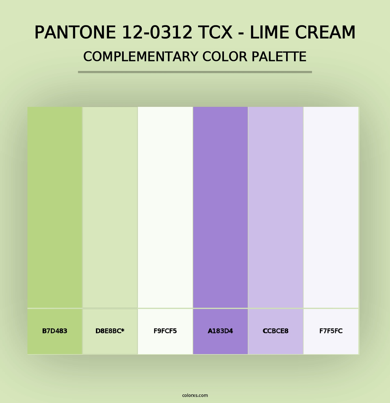 PANTONE 12-0312 TCX - Lime Cream - Complementary Color Palette