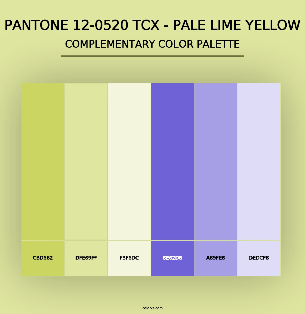 PANTONE 12-0520 TCX - Pale Lime Yellow - Complementary Color Palette