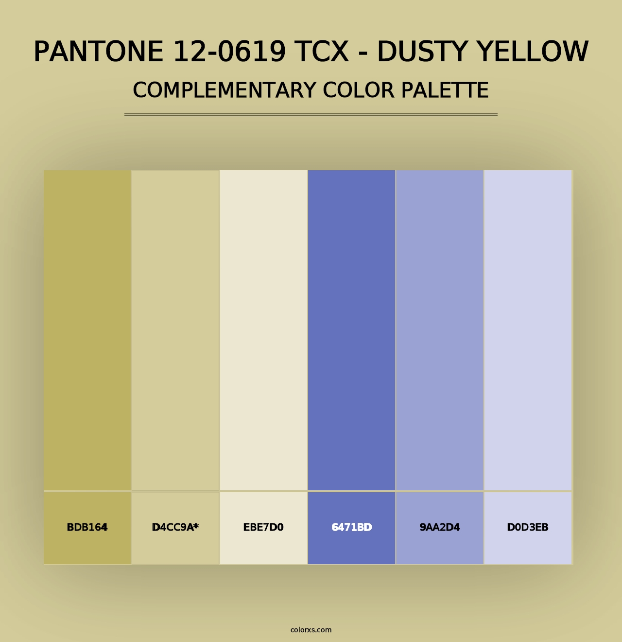 PANTONE 12-0619 TCX - Dusty Yellow - Complementary Color Palette