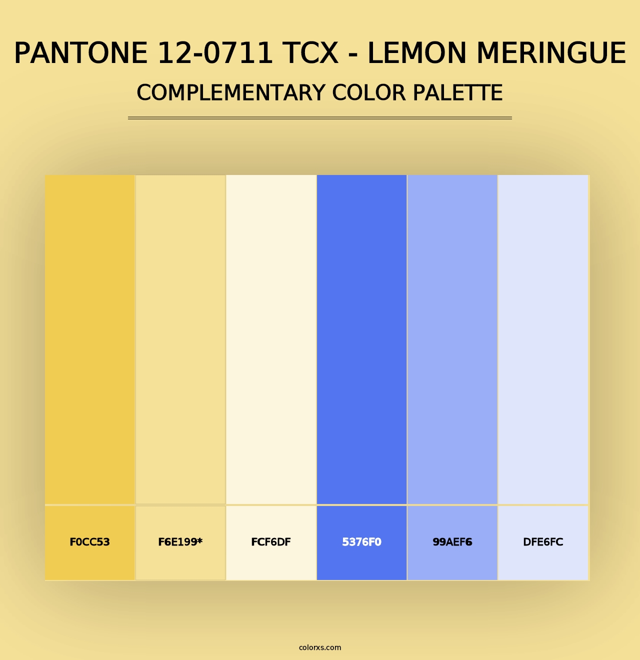 PANTONE 12-0711 TCX - Lemon Meringue - Complementary Color Palette