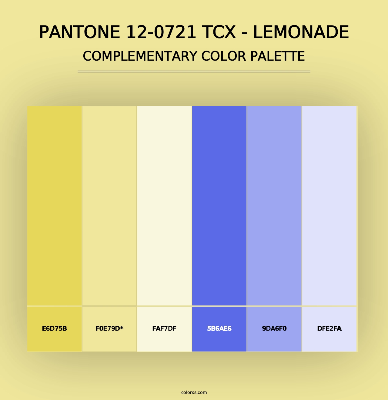 PANTONE 12-0721 TCX - Lemonade - Complementary Color Palette