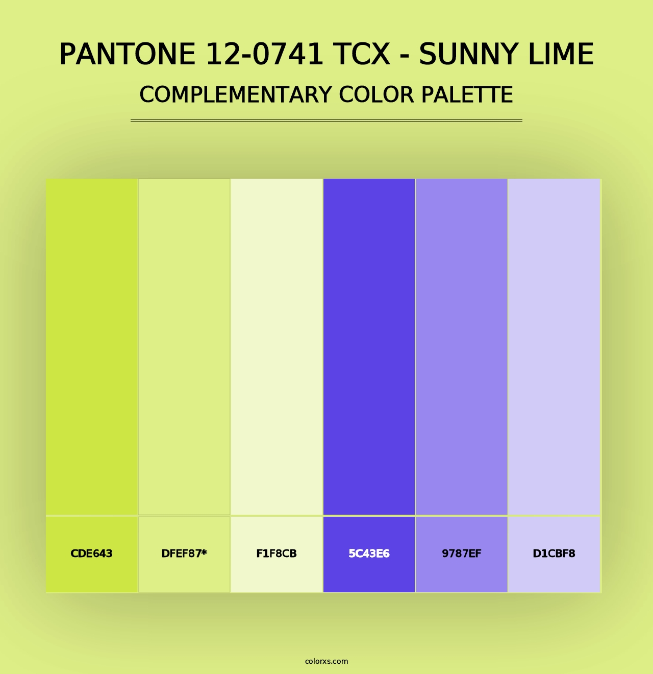 PANTONE 12-0741 TCX - Sunny Lime - Complementary Color Palette