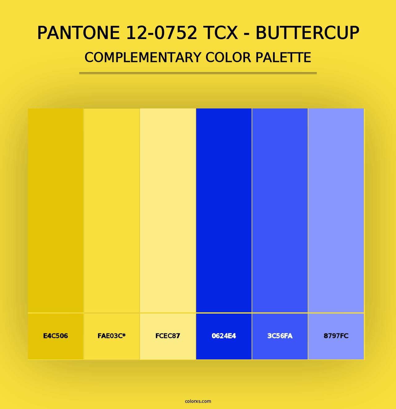 PANTONE 12-0752 TCX - Buttercup - Complementary Color Palette