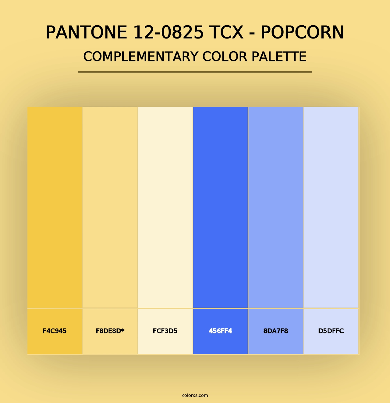 PANTONE 12-0825 TCX - Popcorn - Complementary Color Palette