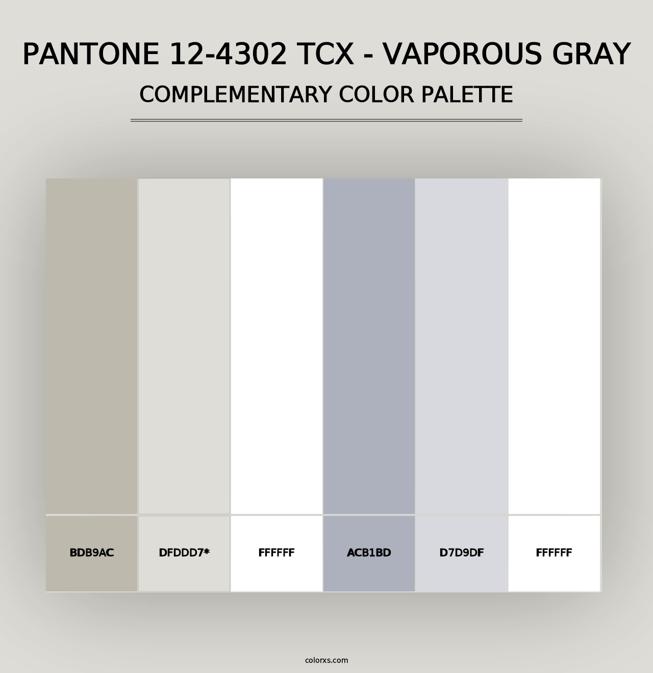 PANTONE 12-4302 TCX - Vaporous Gray - Complementary Color Palette