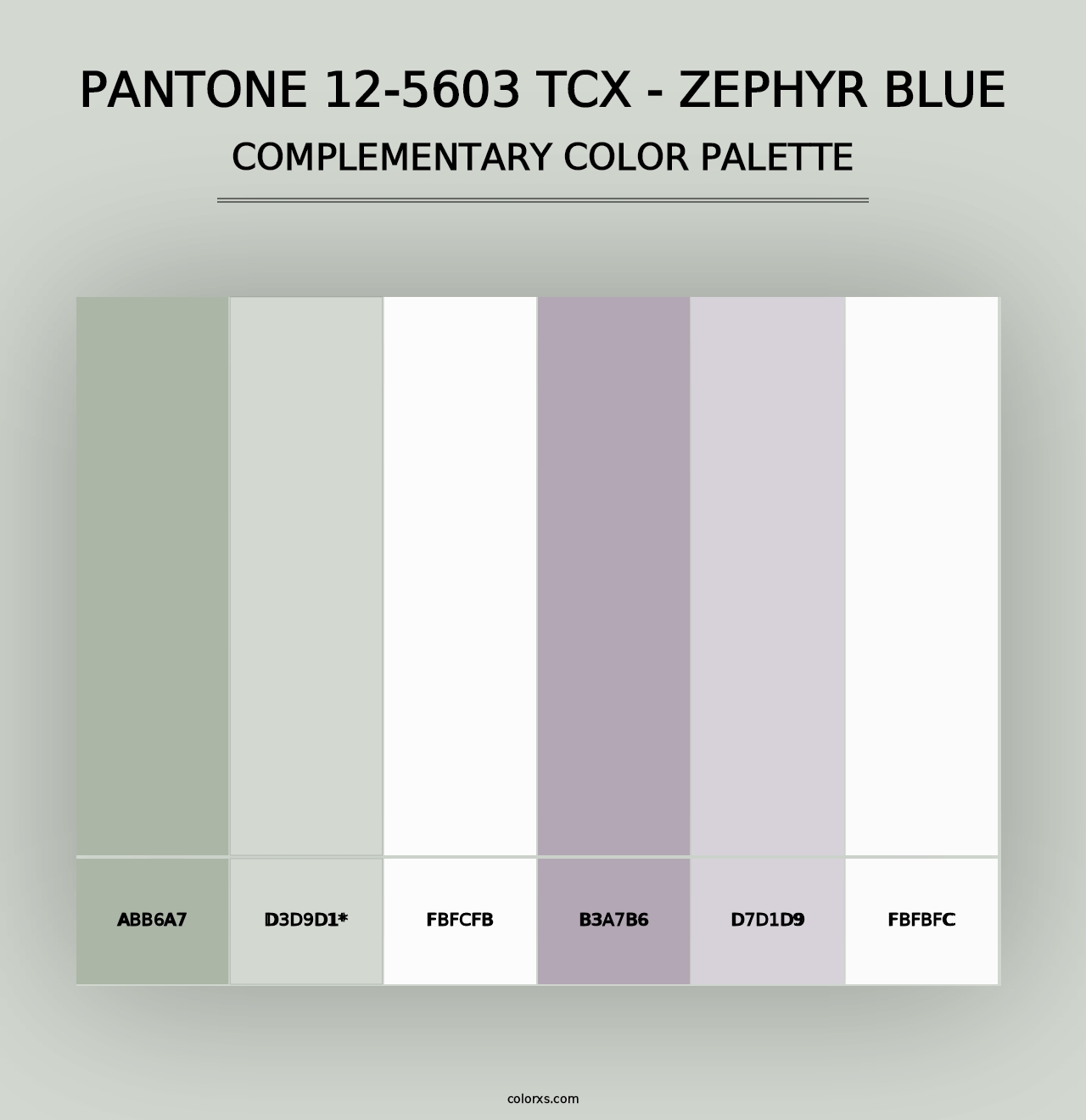 PANTONE 12-5603 TCX - Zephyr Blue - Complementary Color Palette