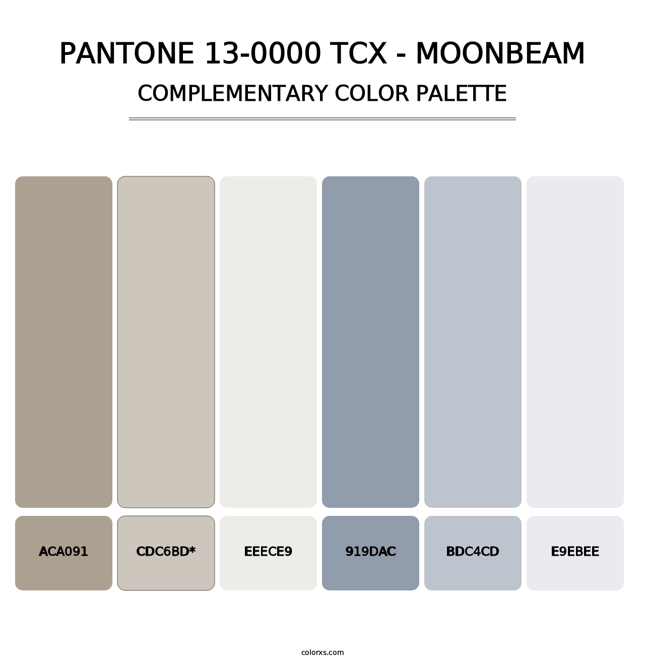 PANTONE 13-0000 TCX - Moonbeam - Complementary Color Palette