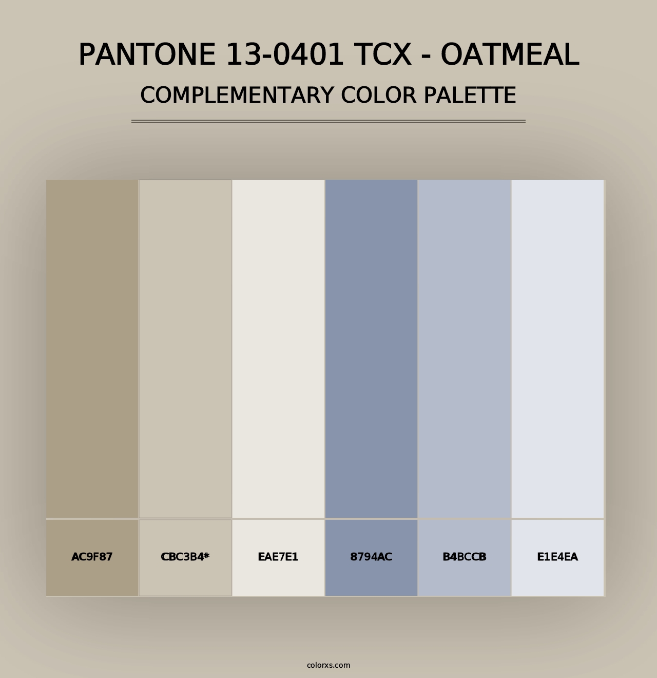 PANTONE 13-0401 TCX - Oatmeal - Complementary Color Palette