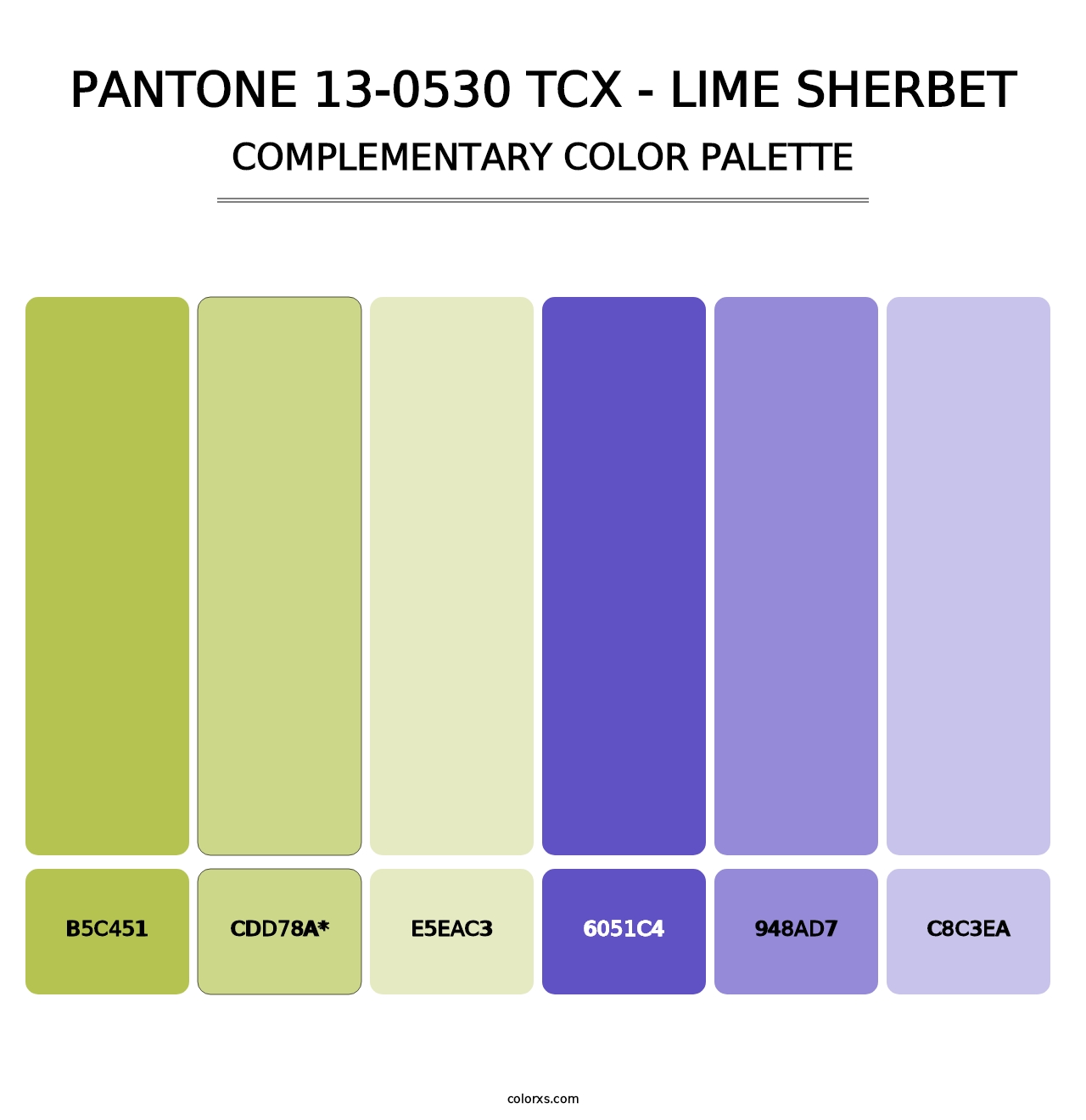 PANTONE 13-0530 TCX - Lime Sherbet - Complementary Color Palette