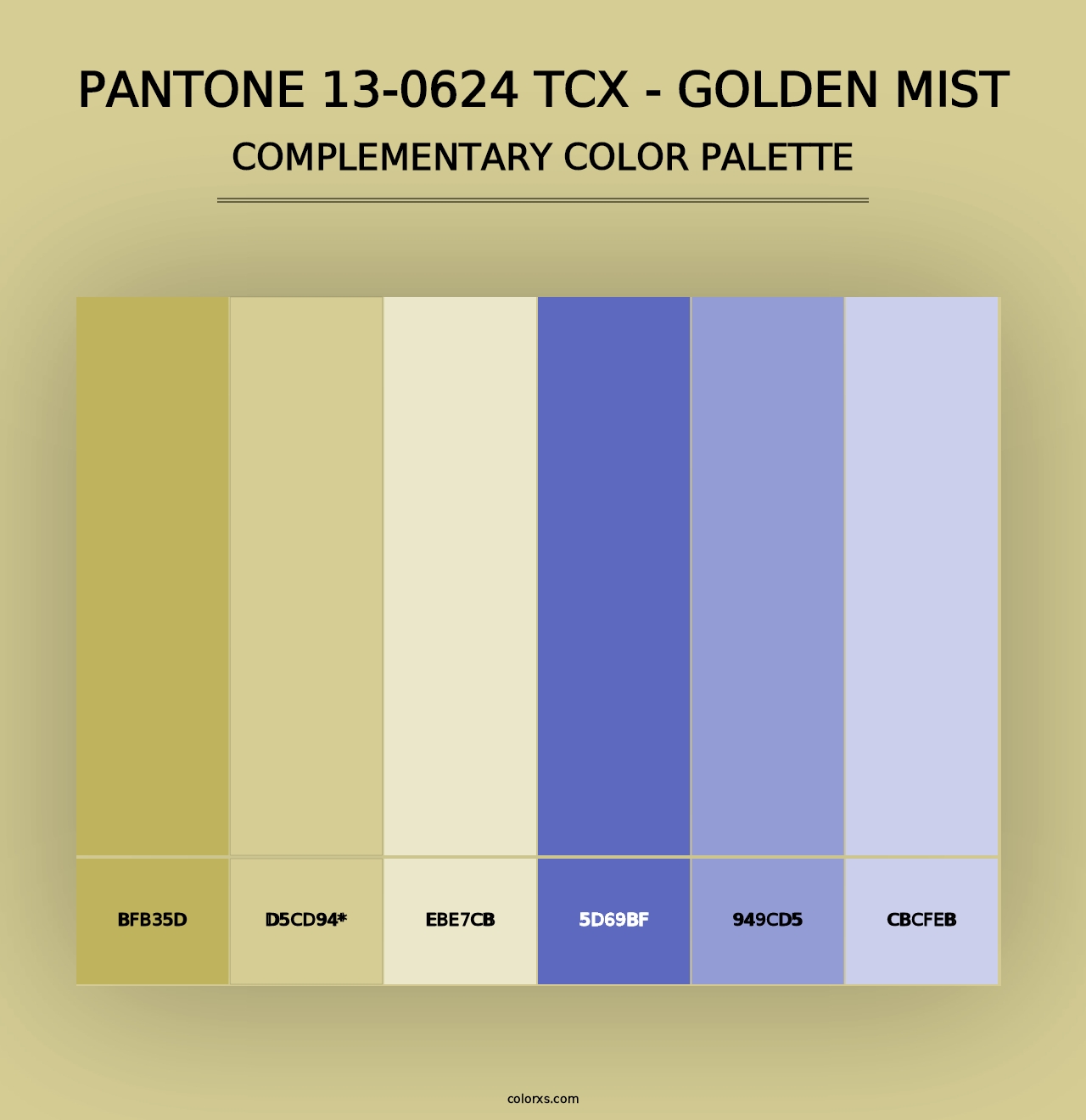 PANTONE 13-0624 TCX - Golden Mist - Complementary Color Palette