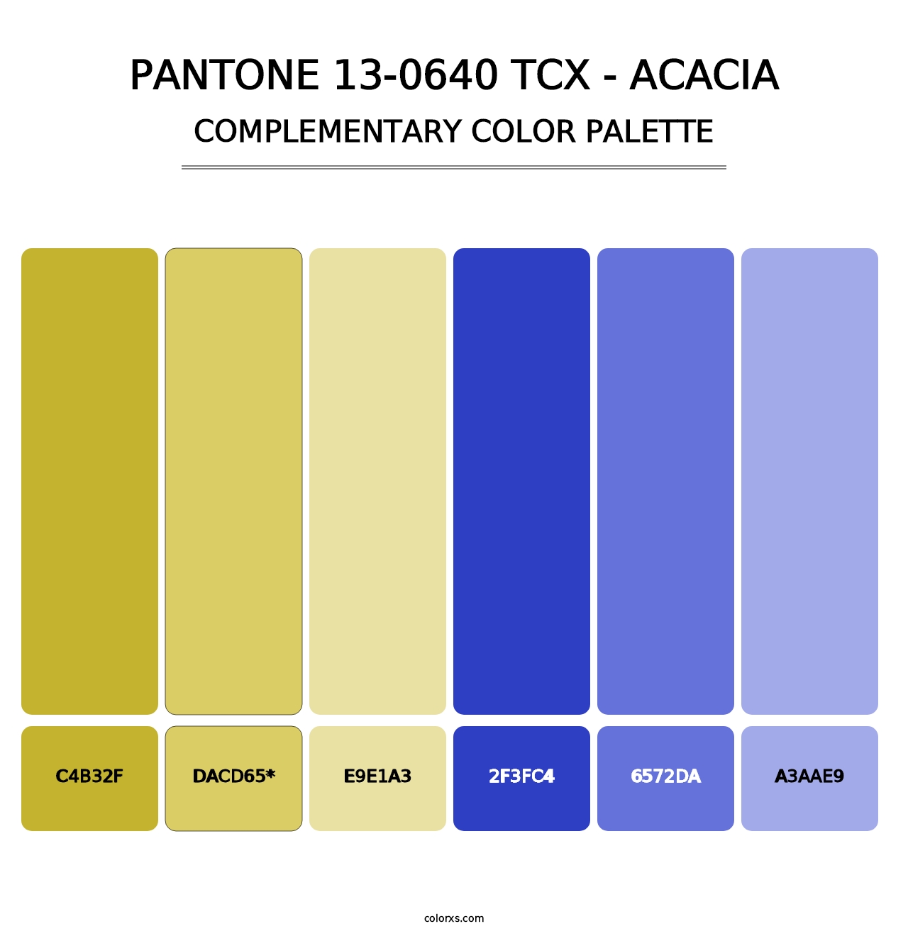 PANTONE 13-0640 TCX - Acacia - Complementary Color Palette