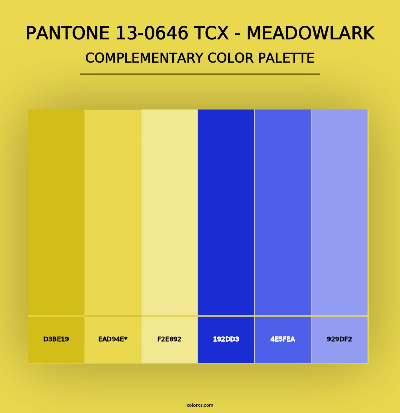 PANTONE 13-0646 TCX - Meadowlark - Complementary Color Palette