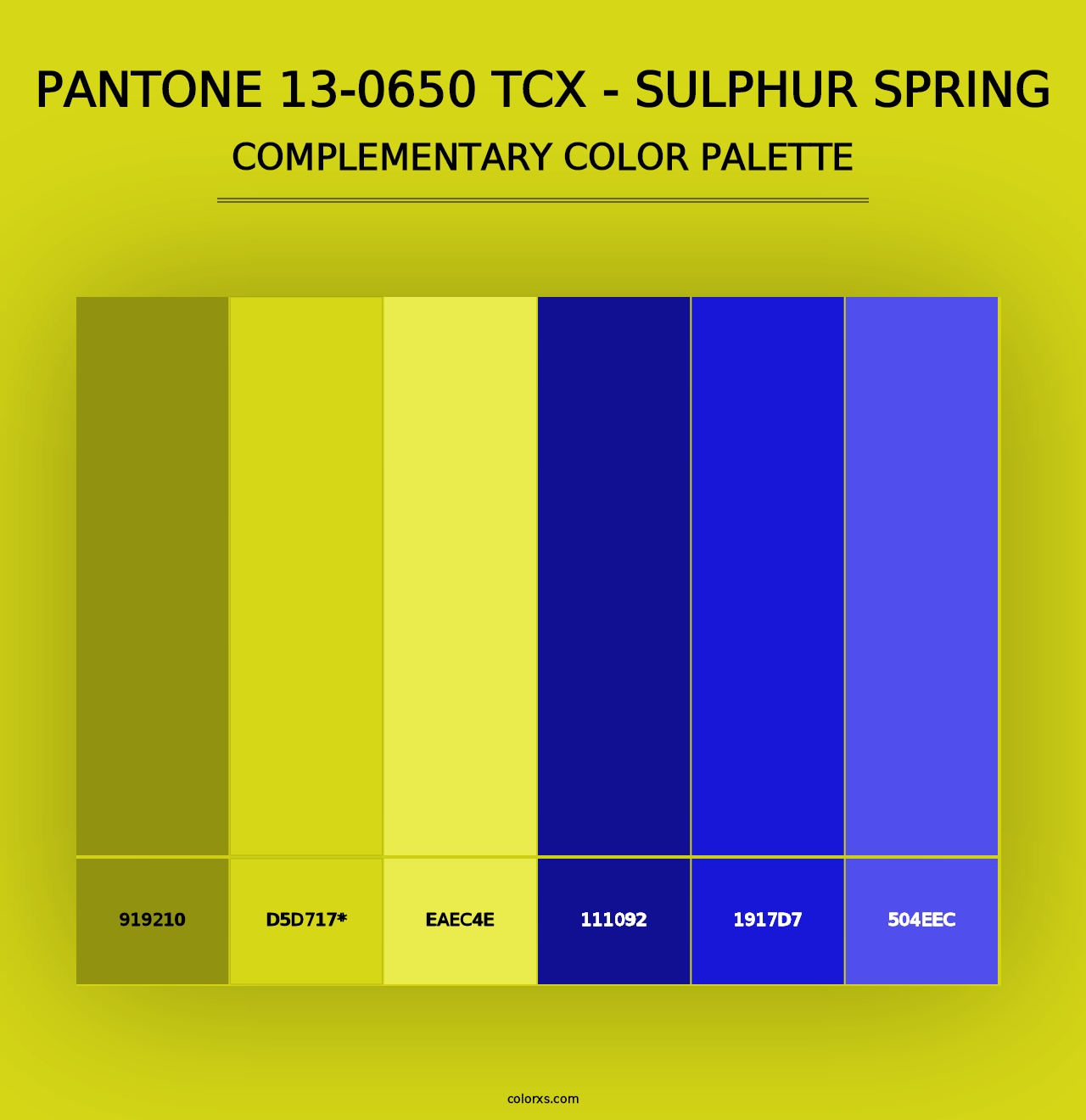 PANTONE 13-0650 TCX - Sulphur Spring - Complementary Color Palette