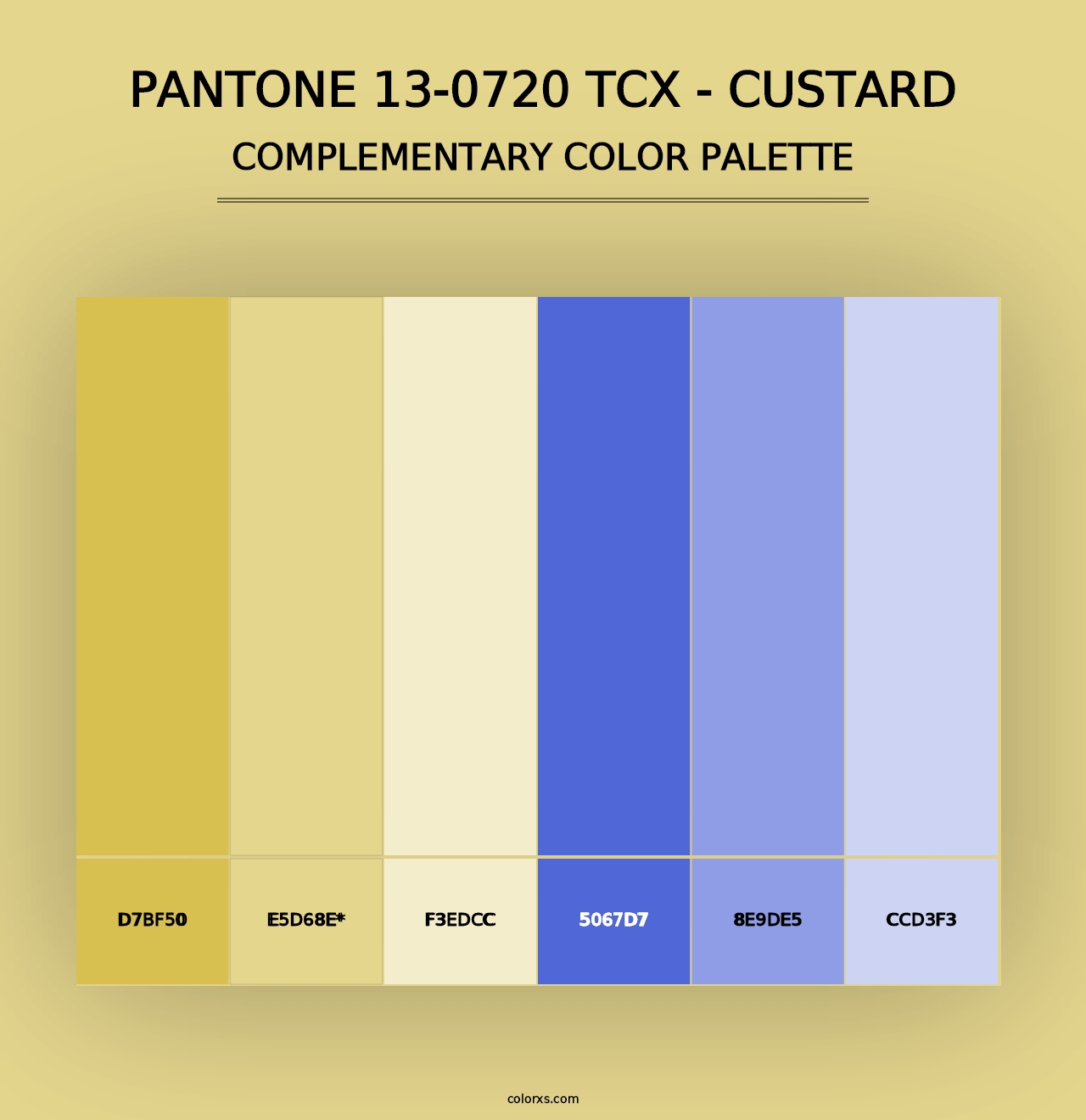 PANTONE 13-0720 TCX - Custard - Complementary Color Palette