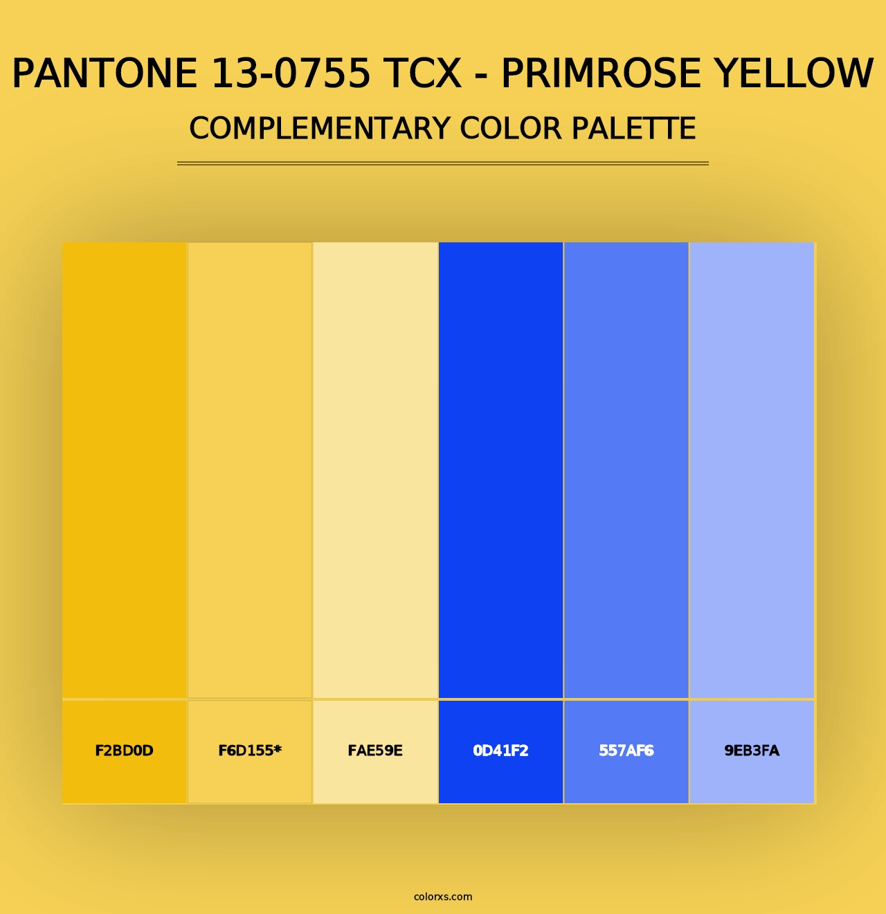 PANTONE 13-0755 TCX - Primrose Yellow - Complementary Color Palette