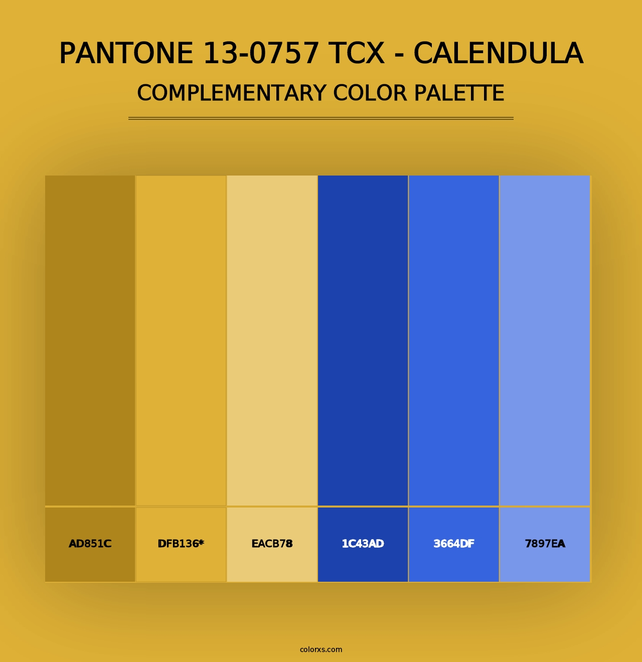 PANTONE 13-0757 TCX - Calendula - Complementary Color Palette