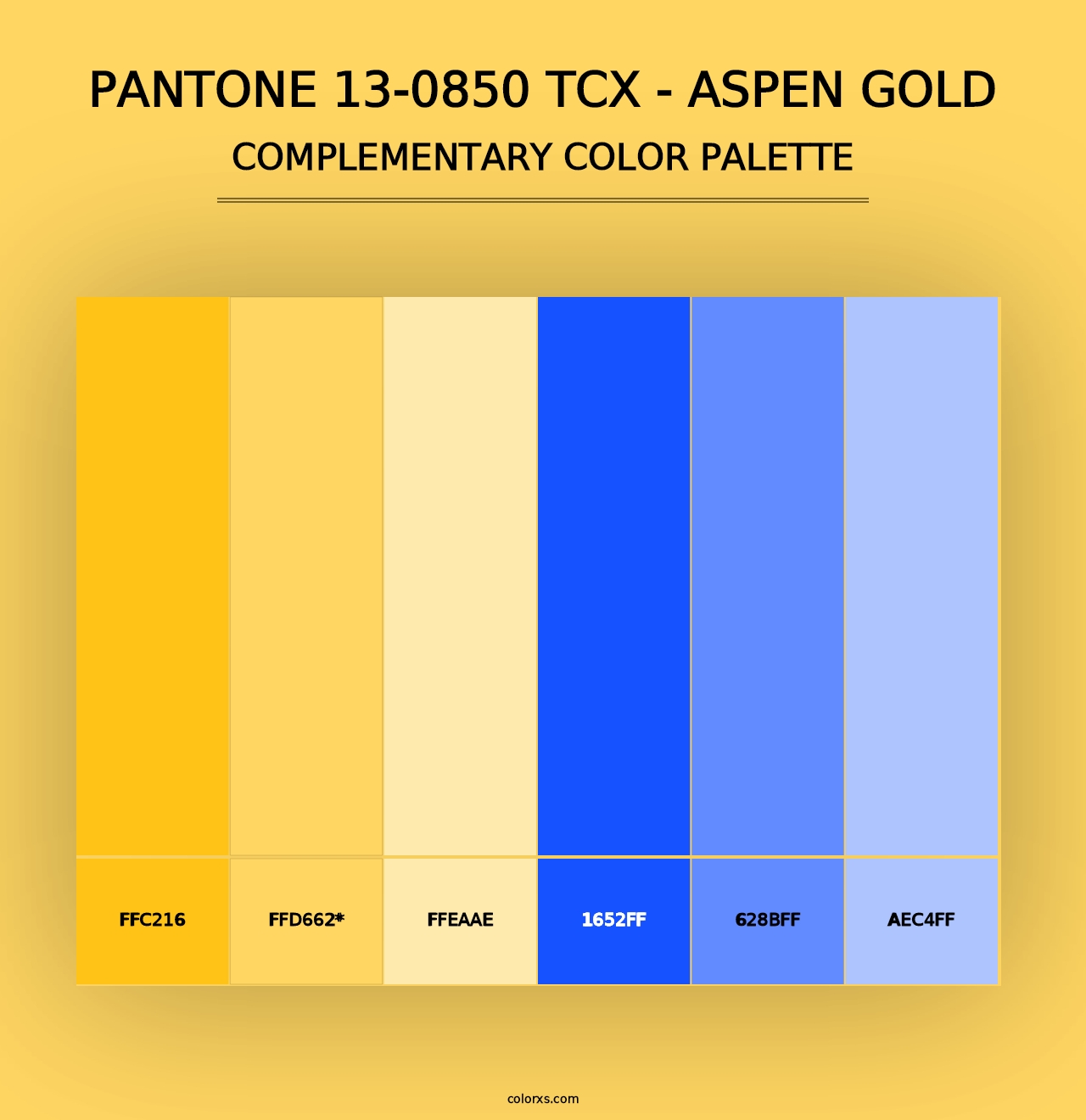 PANTONE 13-0850 TCX - Aspen Gold - Complementary Color Palette