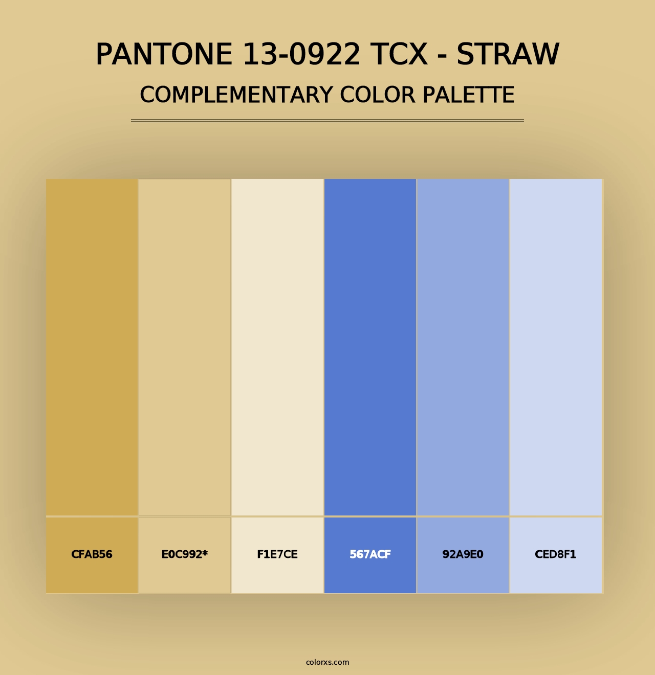 PANTONE 13-0922 TCX - Straw - Complementary Color Palette