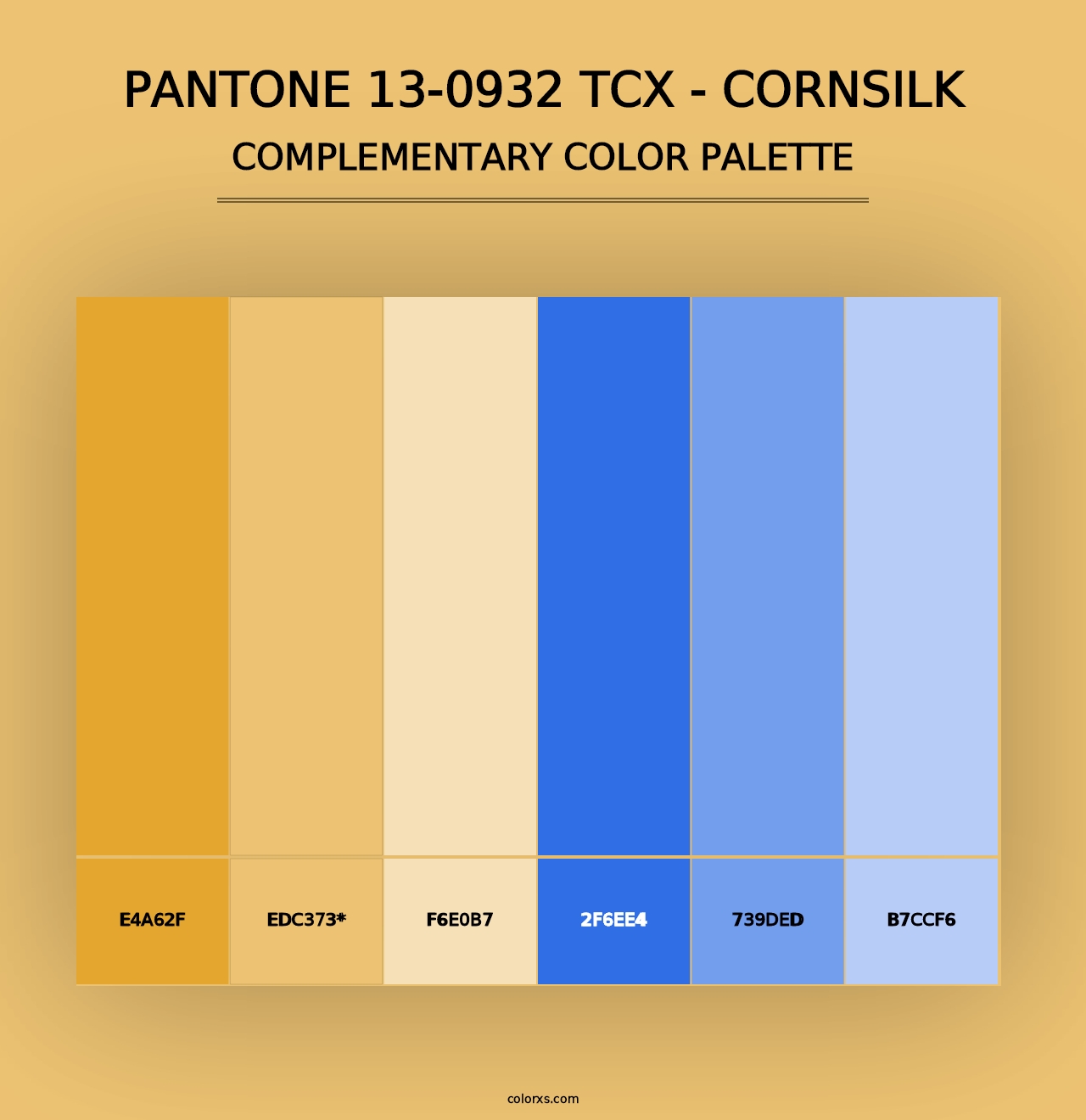 PANTONE 13-0932 TCX - Cornsilk - Complementary Color Palette