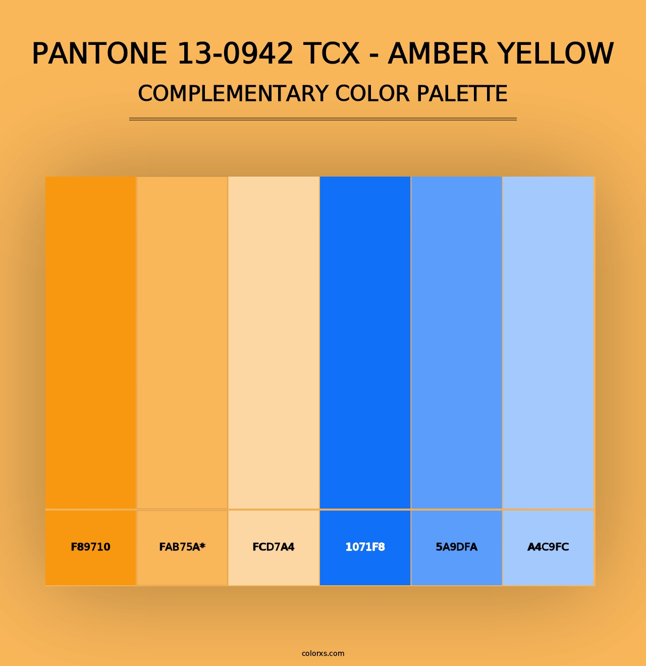 PANTONE 13-0942 TCX - Amber Yellow - Complementary Color Palette