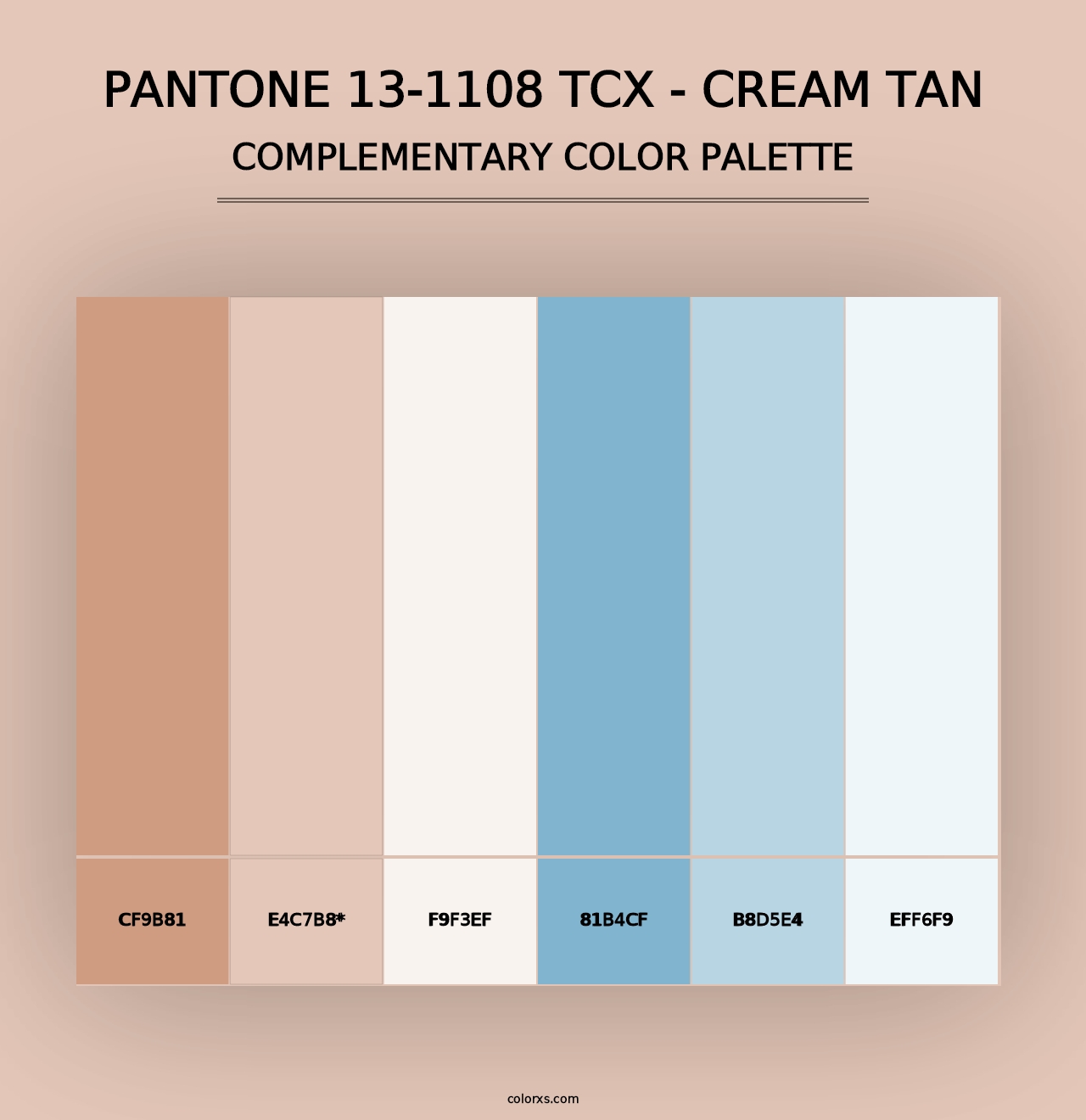 PANTONE 13-1108 TCX - Cream Tan - Complementary Color Palette