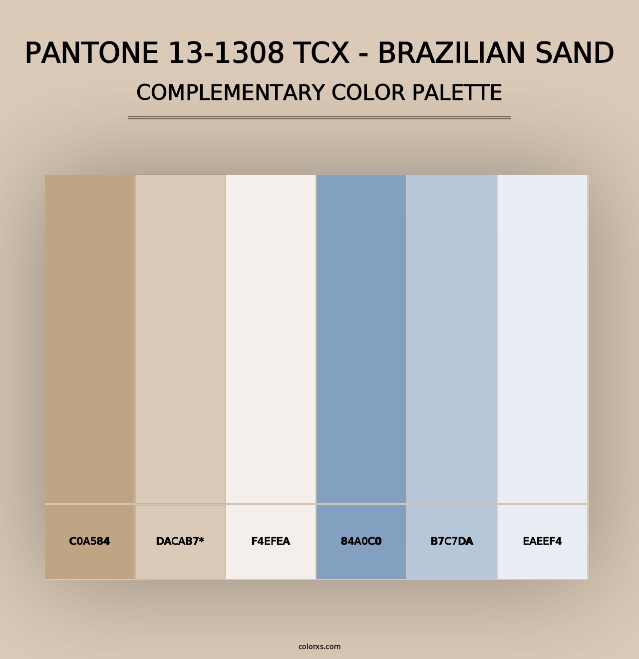 PANTONE 13-1308 TCX - Brazilian Sand - Complementary Color Palette