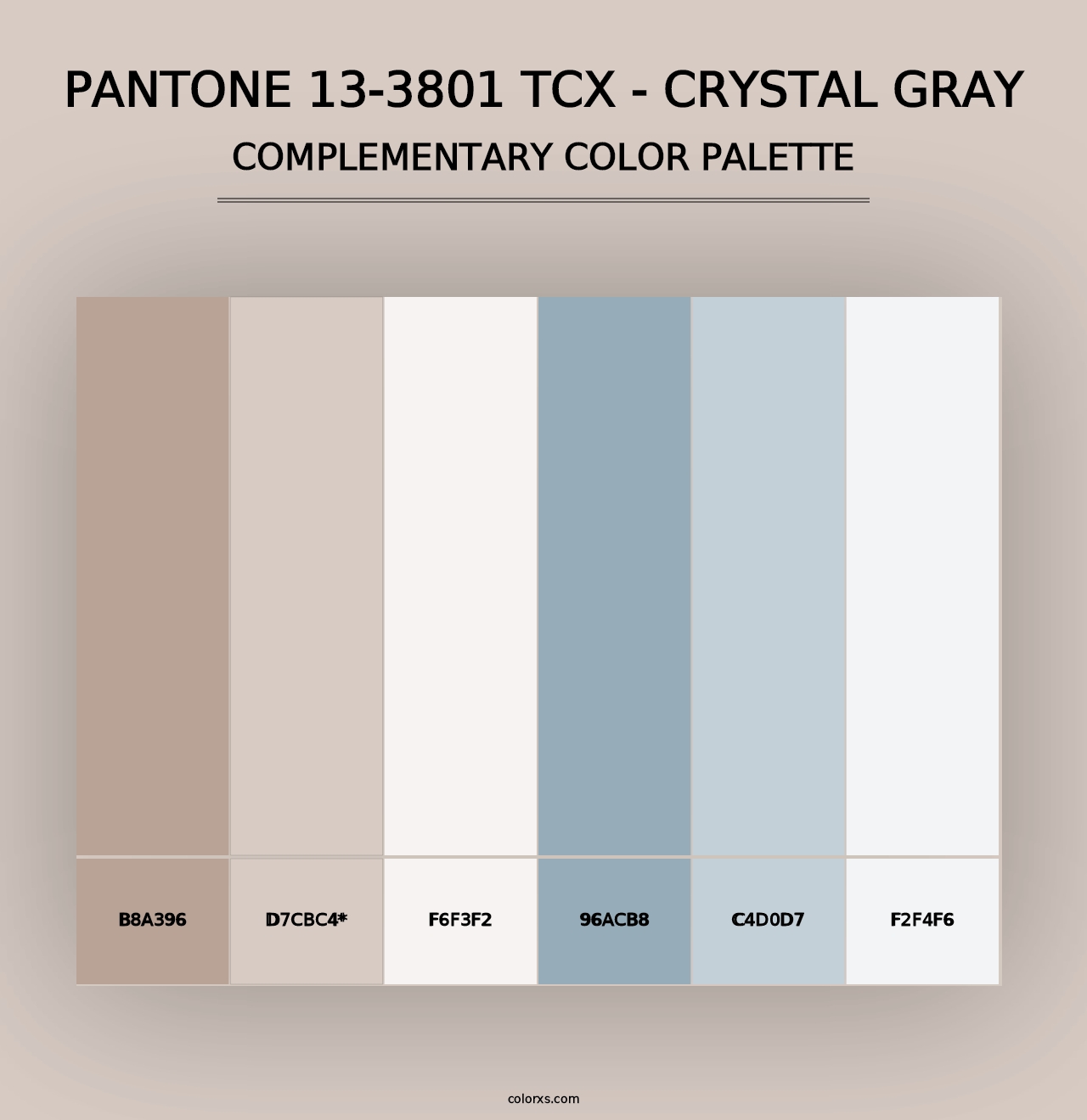 PANTONE 13-3801 TCX - Crystal Gray - Complementary Color Palette