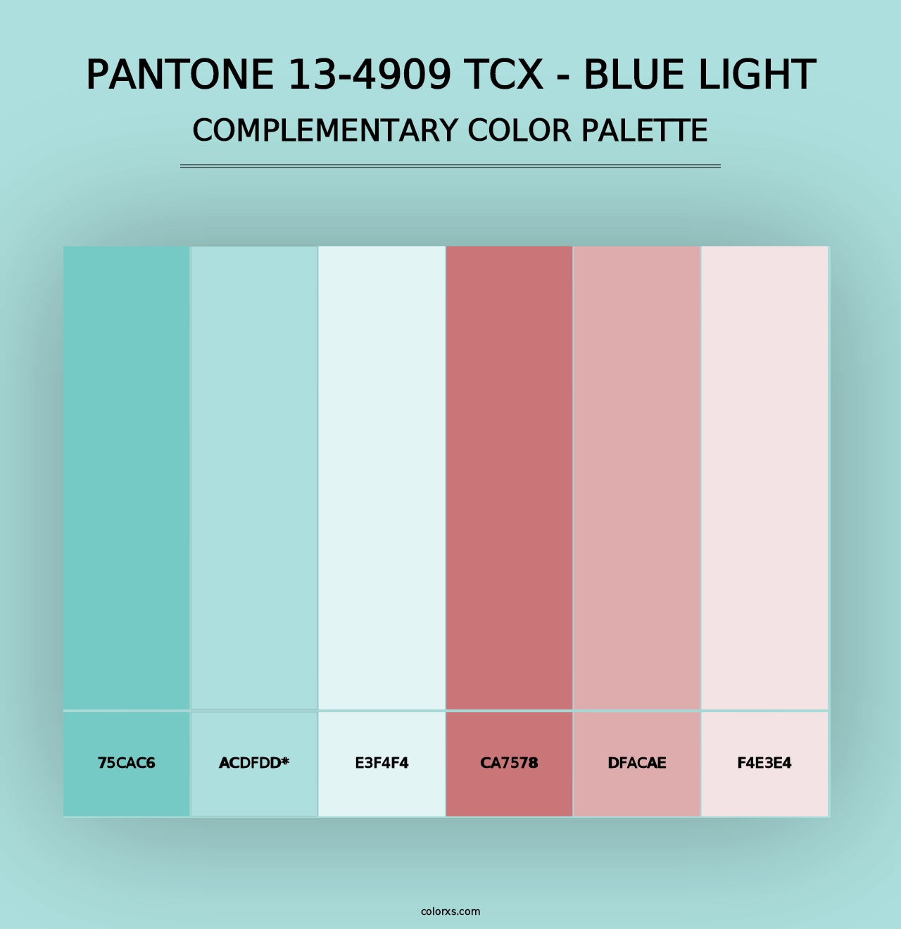 PANTONE 13-4909 TCX - Blue Light - Complementary Color Palette