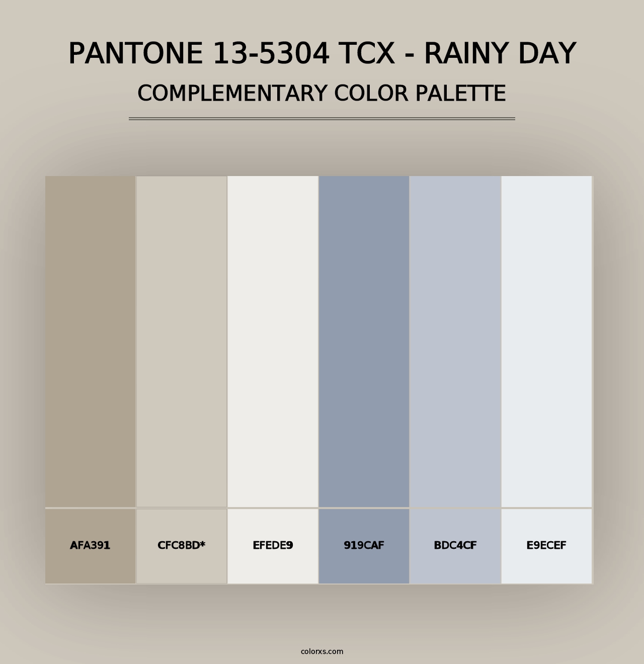 PANTONE 13-5304 TCX - Rainy Day - Complementary Color Palette