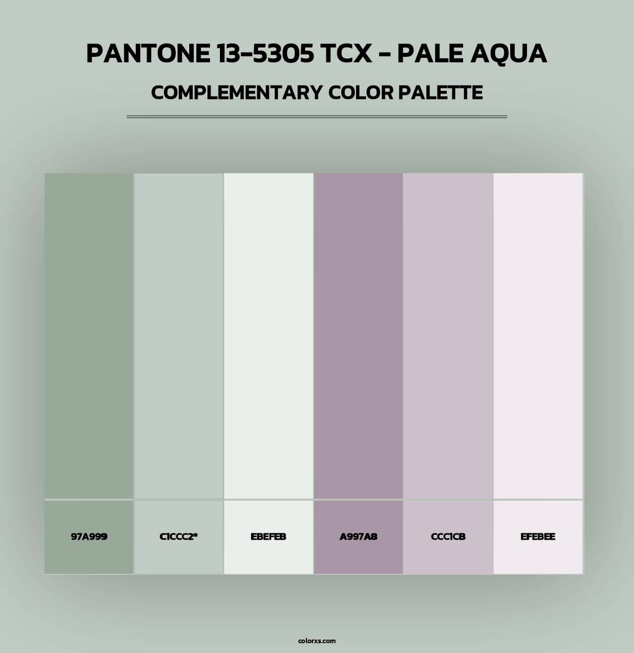 PANTONE 13-5305 TCX - Pale Aqua - Complementary Color Palette