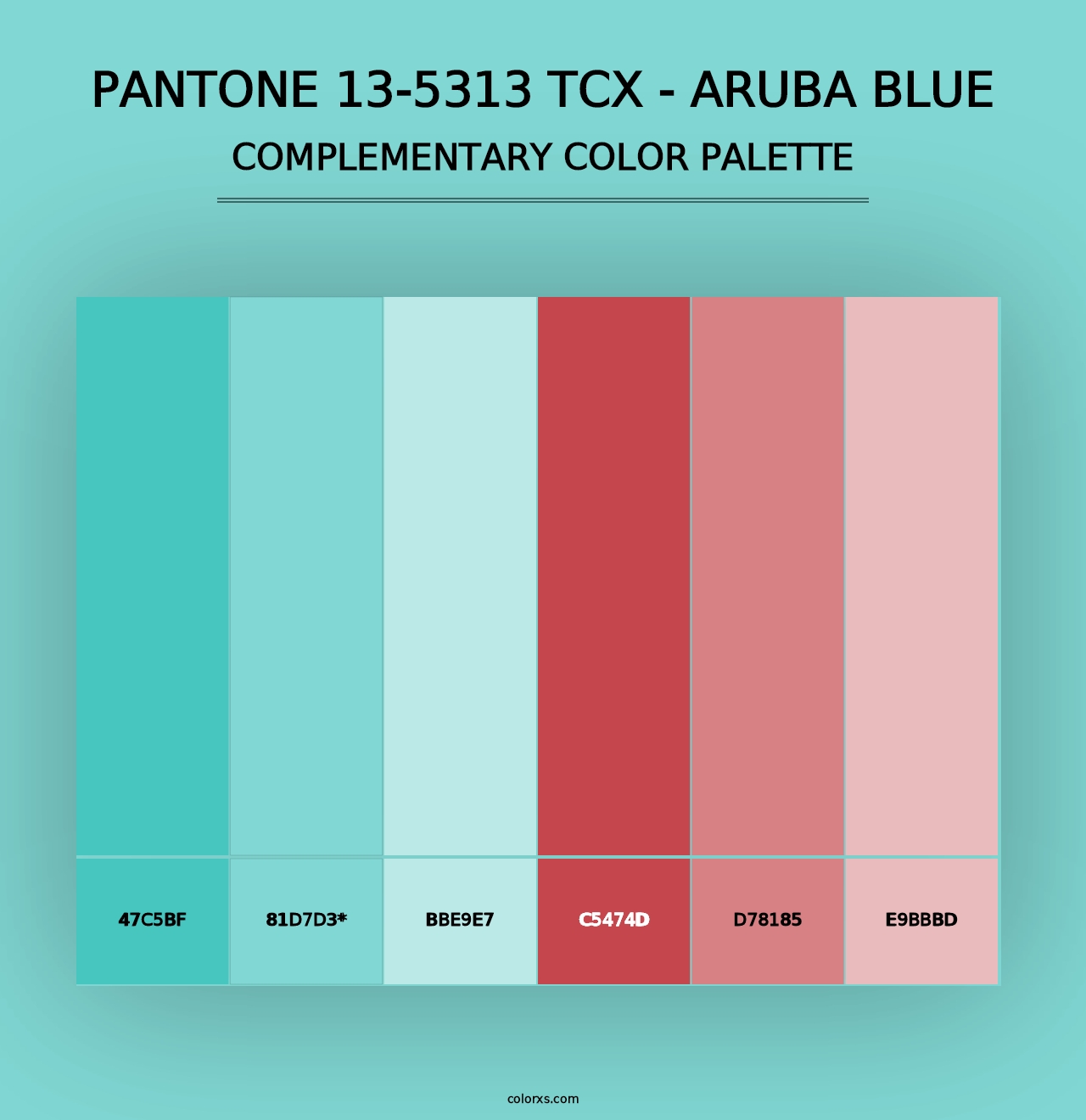 PANTONE 13-5313 TCX - Aruba Blue - Complementary Color Palette