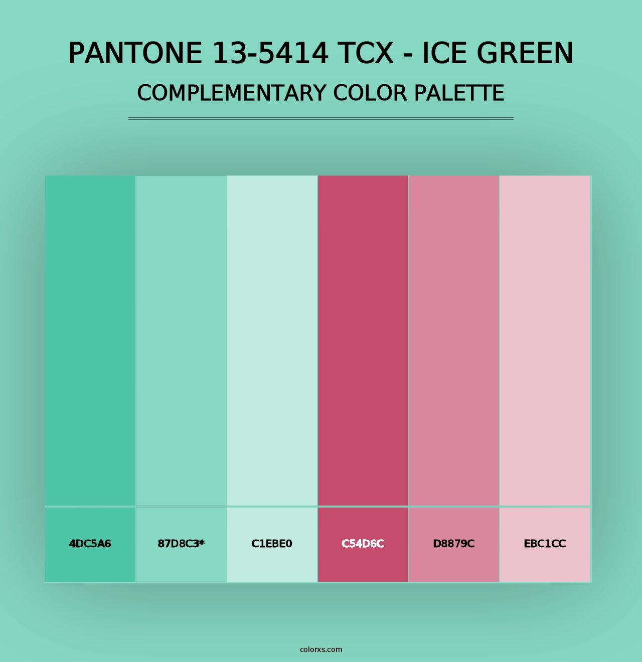 PANTONE 13-5414 TCX - Ice Green - Complementary Color Palette