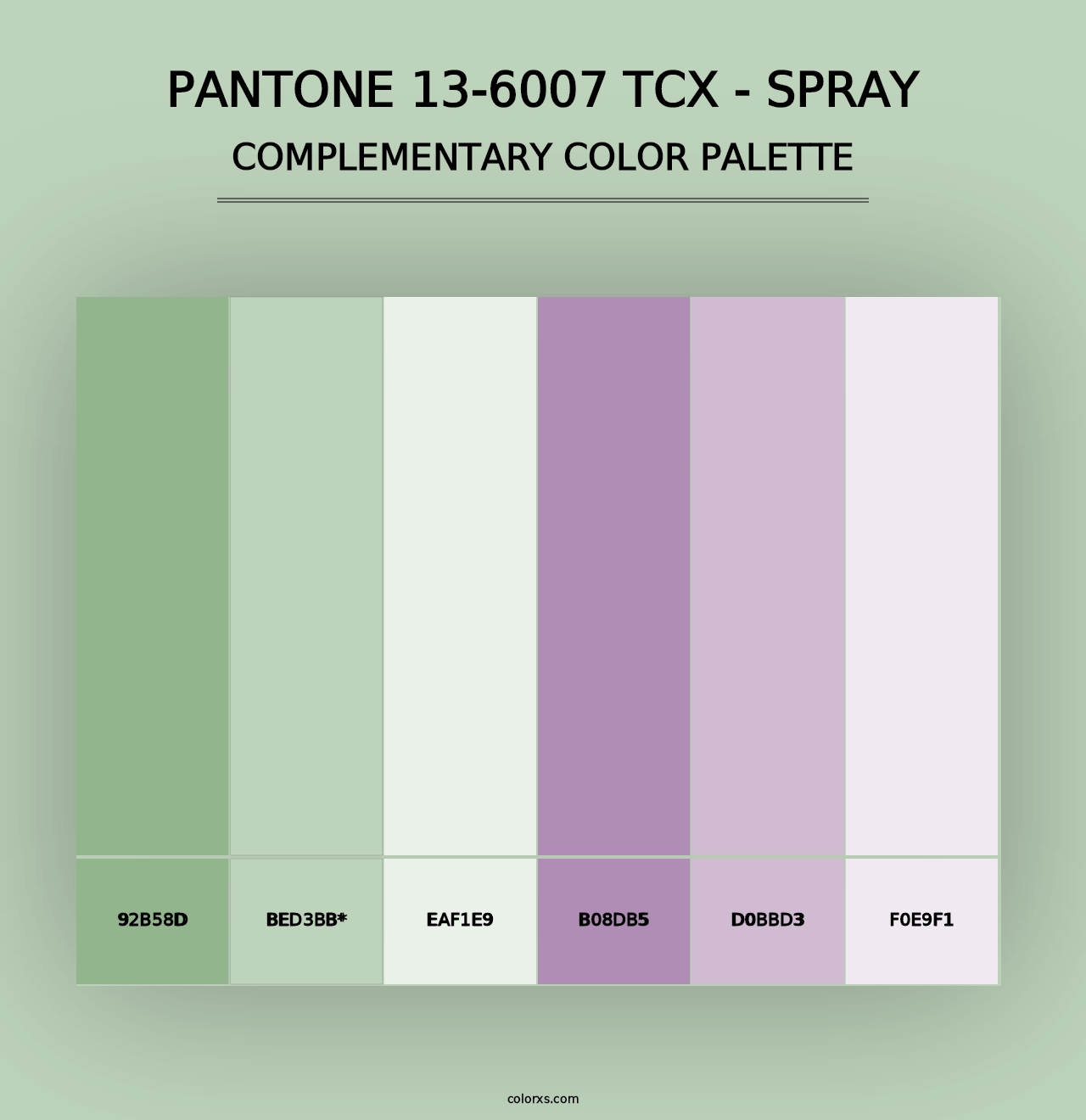 PANTONE 13-6007 TCX - Spray - Complementary Color Palette