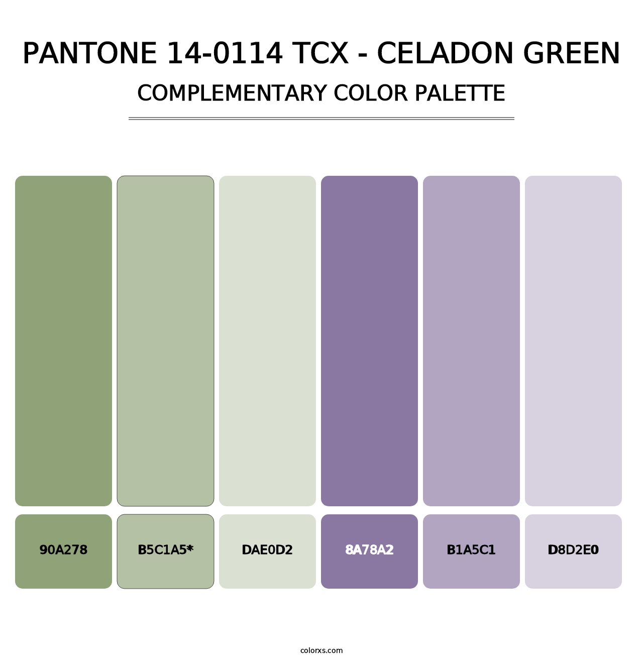 PANTONE 14-0114 TCX - Celadon Green - Complementary Color Palette