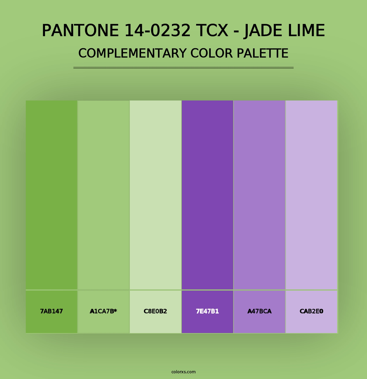 PANTONE 14-0232 TCX - Jade Lime - Complementary Color Palette