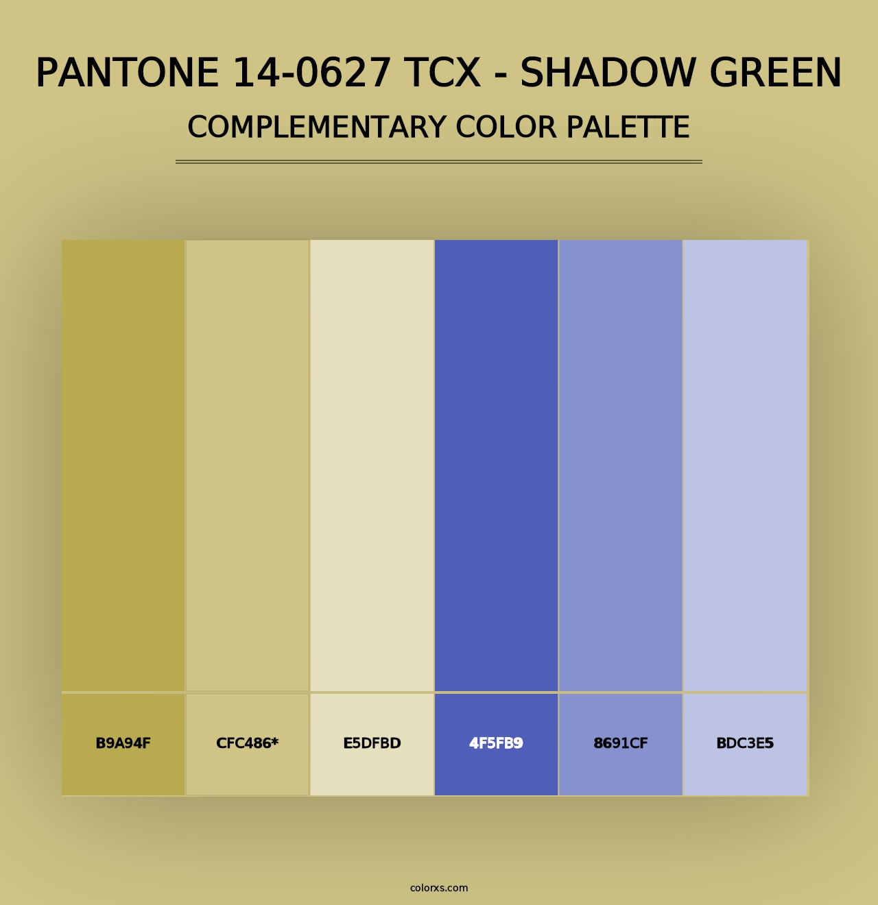 PANTONE 14-0627 TCX - Shadow Green - Complementary Color Palette