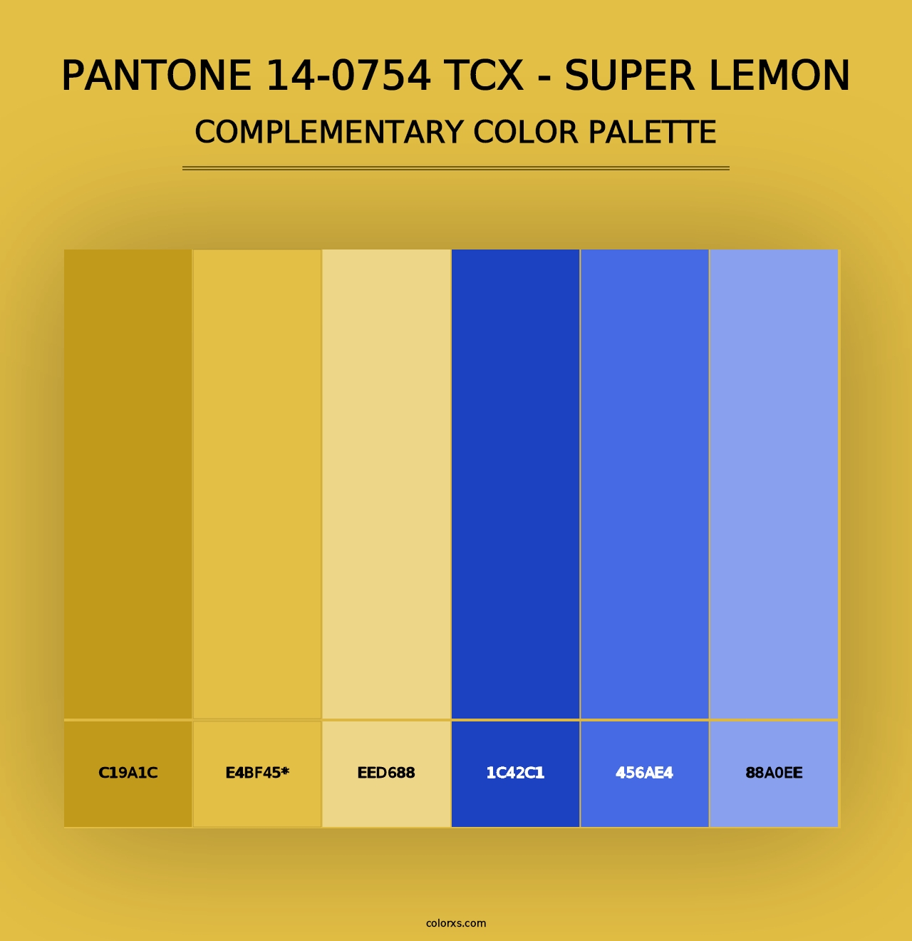 PANTONE 14-0754 TCX - Super Lemon - Complementary Color Palette