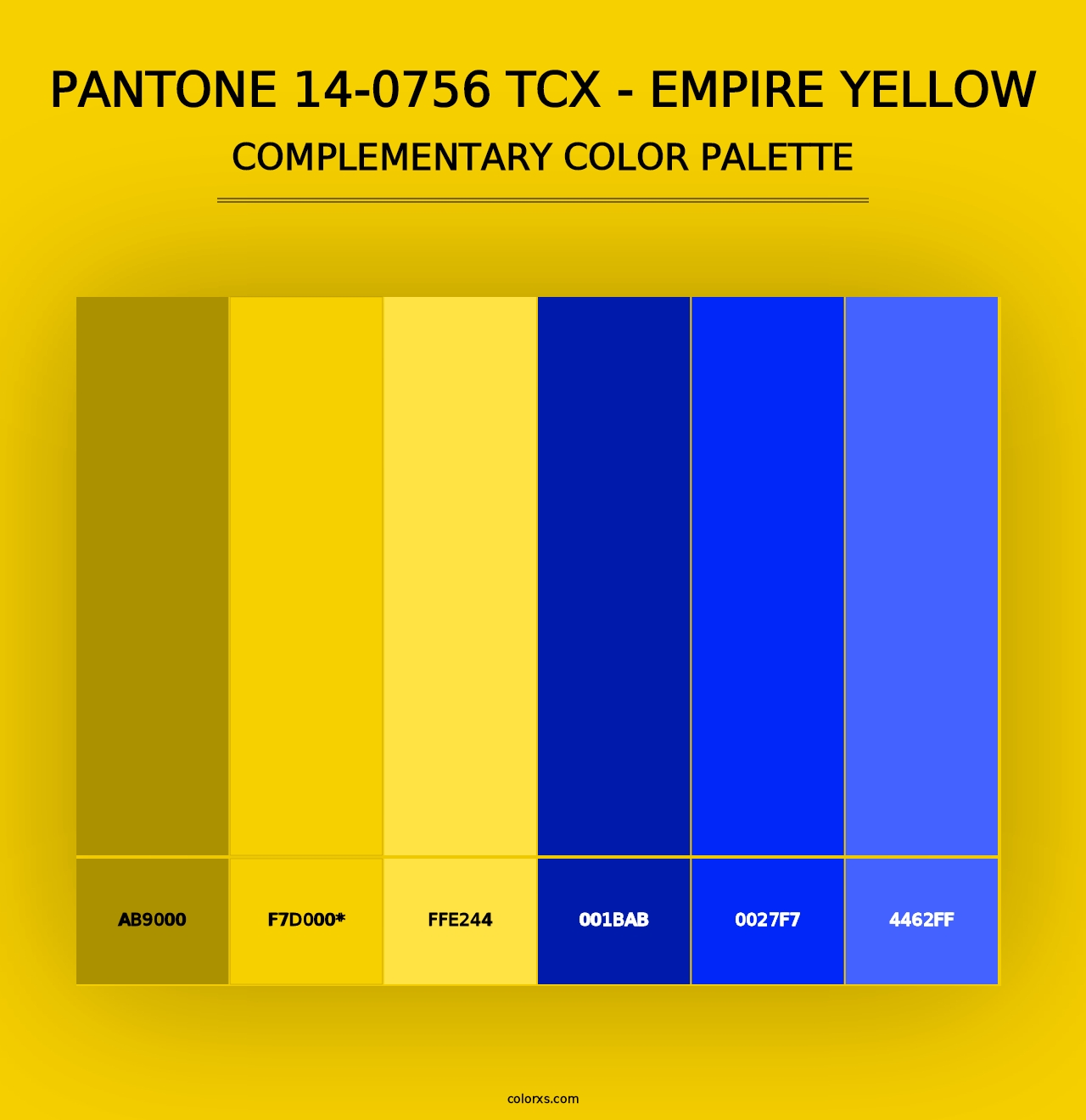 PANTONE 14-0756 TCX - Empire Yellow - Complementary Color Palette