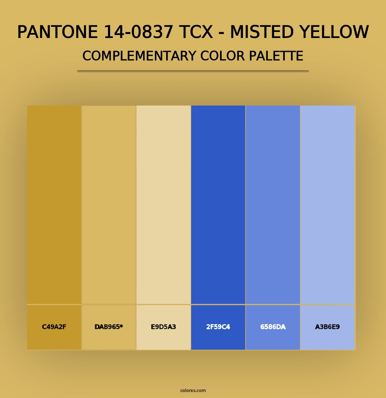 PANTONE 14-0837 TCX - Misted Yellow - Complementary Color Palette