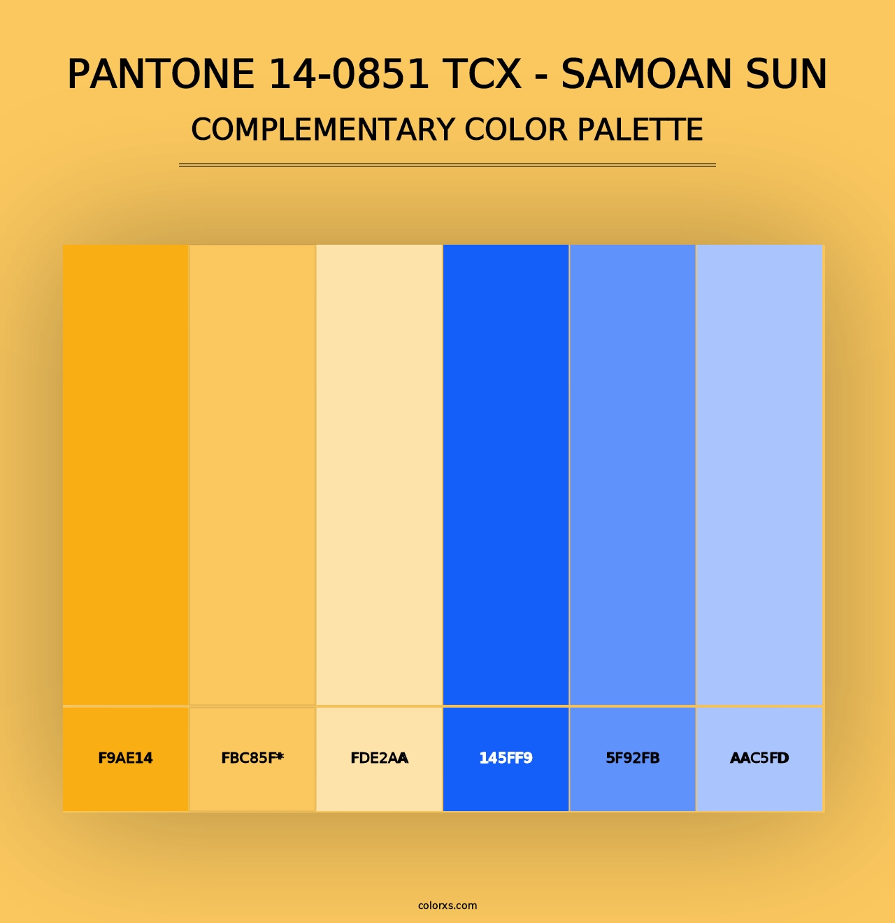 PANTONE 14-0851 TCX - Samoan Sun - Complementary Color Palette