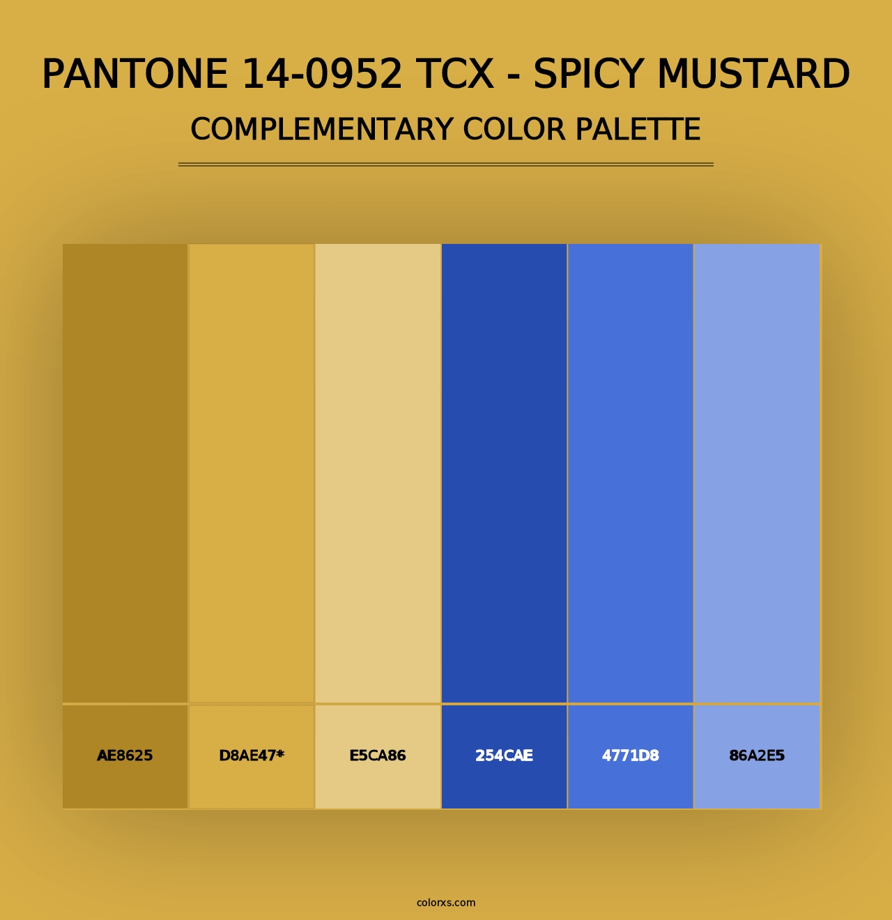 PANTONE 14-0952 TCX - Spicy Mustard - Complementary Color Palette